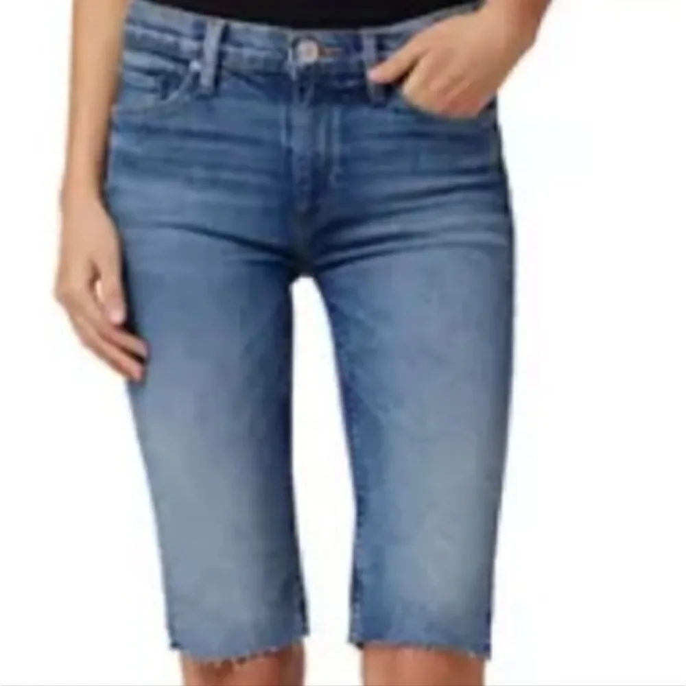 Hudson Amina Mid-Rise Bermuda Shorts Raw Hem  Size 25